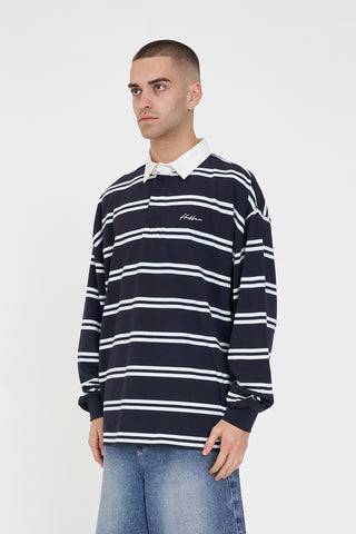 DBL STRIPE GRAND RUGBY NAVY/CHALK