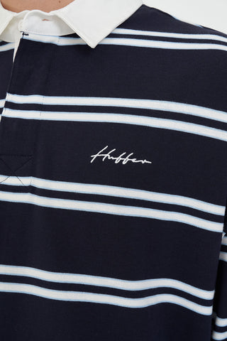 DBL STRIPE GRAND RUGBY NAVY/CHALK