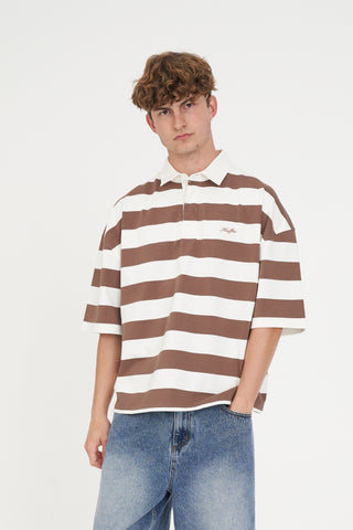 STRIPE BOX SS RUGBY WALNUT/CHALK