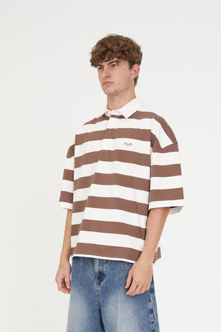 STRIPE BOX SS RUGBY WALNUT/CHALK