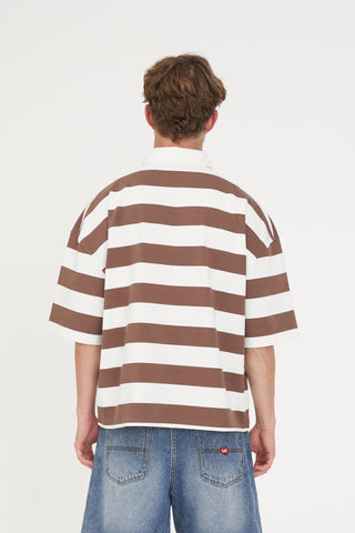 STRIPE BOX SS RUGBY WALNUT/CHALK