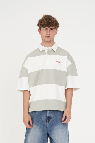 STRIPE BOX SS RUGBY STONE/CHALK
