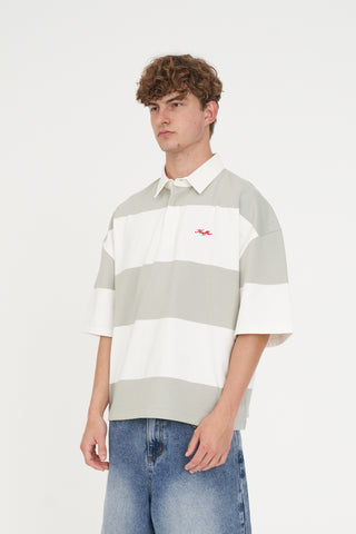 STRIPE BOX SS RUGBY STONE/CHALK