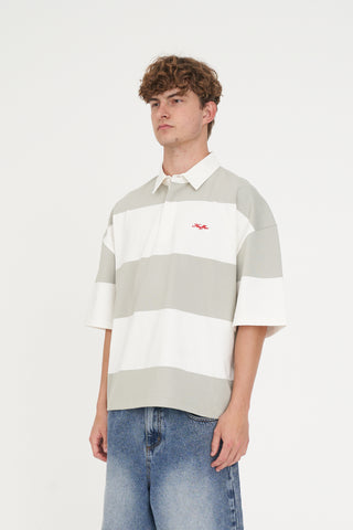 STRIPE BOX SS RUGBY STONE/CHALK
