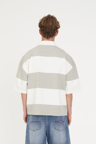 STRIPE BOX SS RUGBY STONE/CHALK