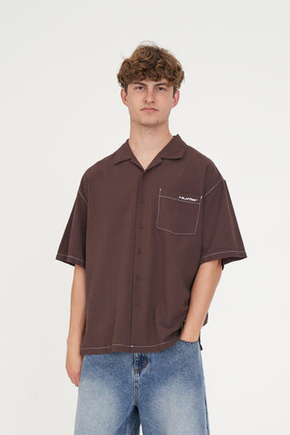 HAVANA STITCHED BOX SHIRT COCOA
