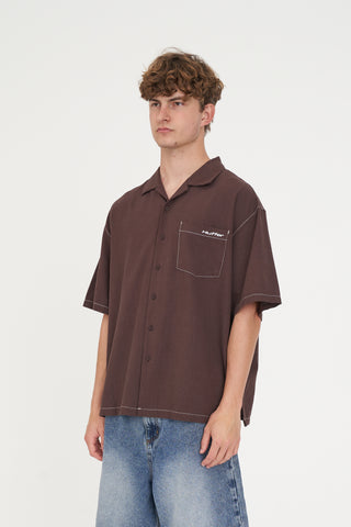 HAVANA STITCHED BOX SHIRT COCOA