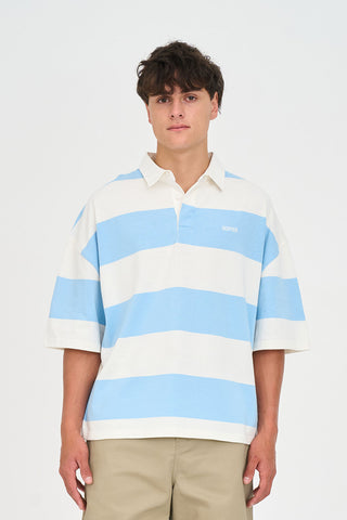 STRIPE BOX SS RUGBY BAY BLUE/CHALK