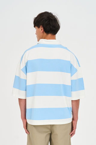 STRIPE BOX SS RUGBY BAY BLUE/CHALK