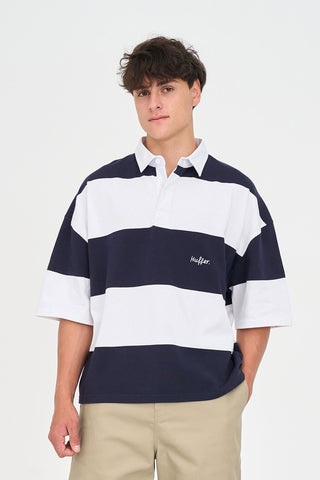 STRIPE BOX SS RUGBY NAVY/WHITE