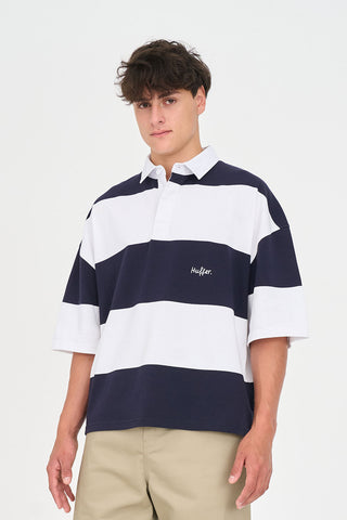 STRIPE BOX SS RUGBY NAVY/WHITE