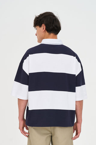 STRIPE BOX SS RUGBY NAVY/WHITE