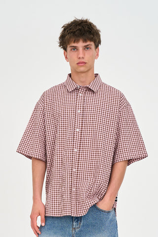 CROSBY SS SHIRT COCOA/PINK