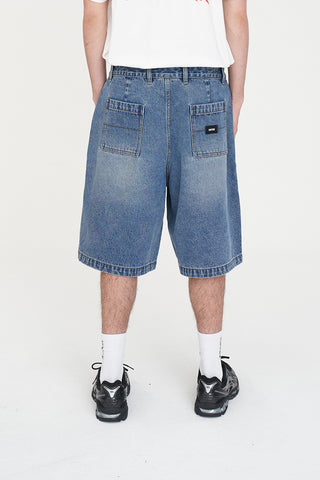 PLEATED BAGGY DENIM JORT CANYON BLUE