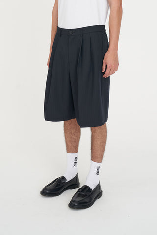PLEATED BAGGY SHORT NAVY