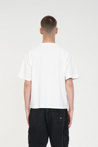 BLOCK CROP TEE 220/POSTED CHALK/RED