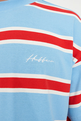 STRIPE BLOCK TEE BLUE/POPPY