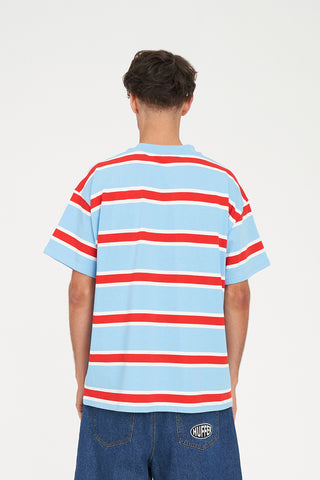 STRIPE BLOCK TEE BLUE/POPPY
