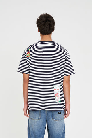STRIPE BLOCK TEE/TWIST NAVY/WHITE