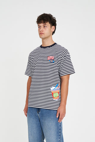 STRIPE BLOCK TEE/TWIST NAVY/WHITE