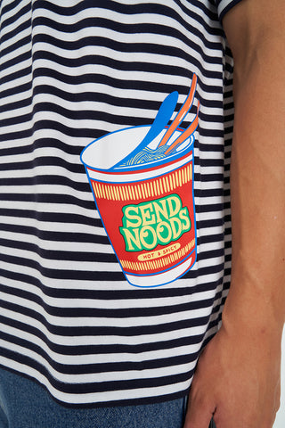 STRIPE BLOCK TEE/TWIST NAVY/WHITE