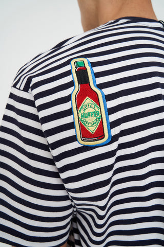 STRIPE BLOCK TEE/TWIST NAVY/WHITE