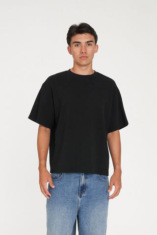 CROP WAFFLE SUP TEE BLACK