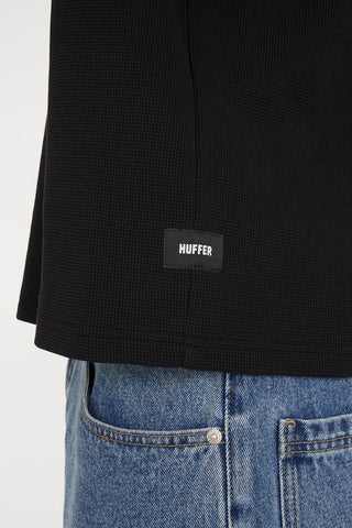 CROP WAFFLE SUP TEE BLACK