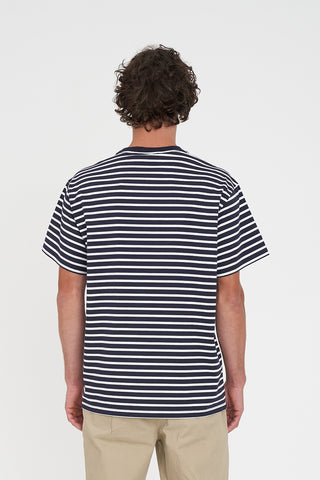 MENS STRIPE SUP TEE NAVY/WHITE