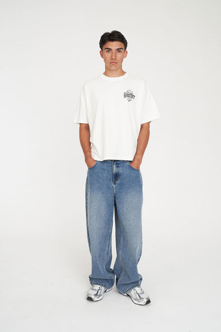 BLOCK CROP TEE 220/COILED CHALK