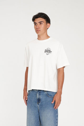BLOCK CROP TEE 220/COILED CHALK