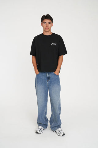 BLOCK CROP TEE 220/CHROMIE BLACK