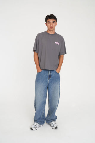 BLOCK CROP TEE 220/ALTA FLINT GREY