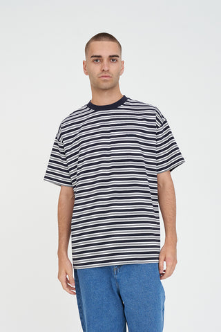 STRIPE BLOCK TEE NAVY/CHALK