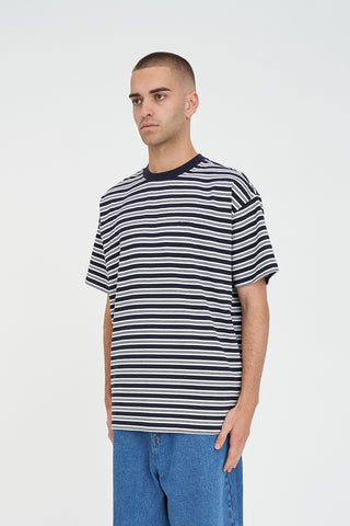 STRIPE BLOCK TEE NAVY/CHALK