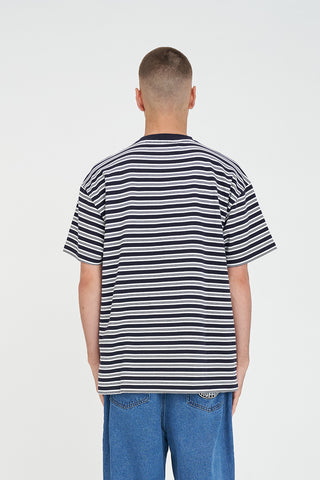 STRIPE BLOCK TEE NAVY/CHALK