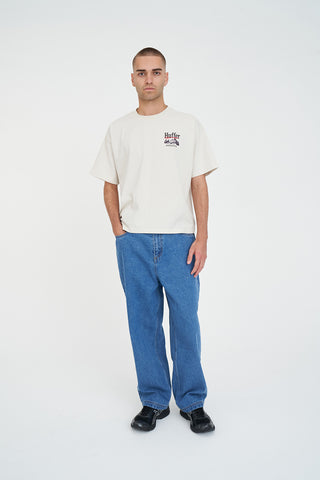 CROP BLOCK TEE 220/CREW FOG