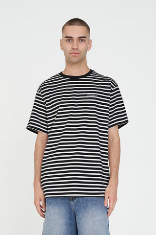 MENS STRIPE SUP TEE BLACK/WHITE