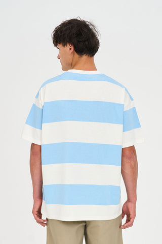 STRIPE SS TEE BAY BLUE/CHALK