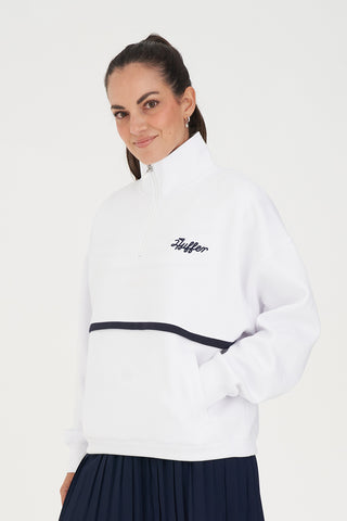 WOMENS CLUB 1/4 ZIP CREW WHITE
