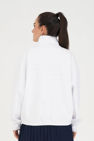 WOMENS CLUB 1/4 ZIP CREW WHITE