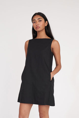 LIN-IN SHIFT MINI DRESS BLACK