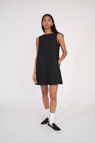 LIN-IN SHIFT MINI DRESS BLACK