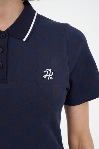 CHECK POLO DRESS NAVY