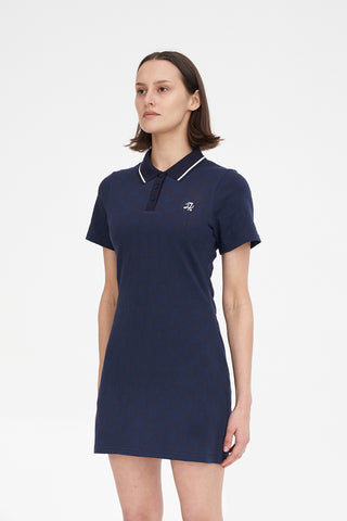 CHECK POLO DRESS NAVY