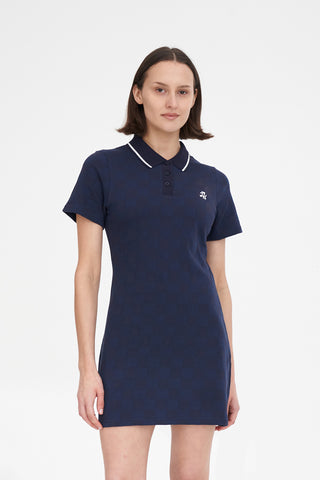 CHECK POLO DRESS NAVY