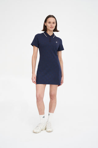 CHECK POLO DRESS NAVY