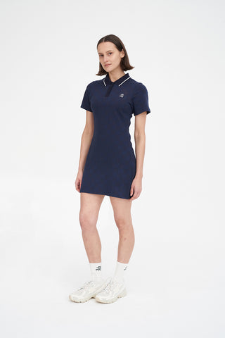 CHECK POLO DRESS NAVY