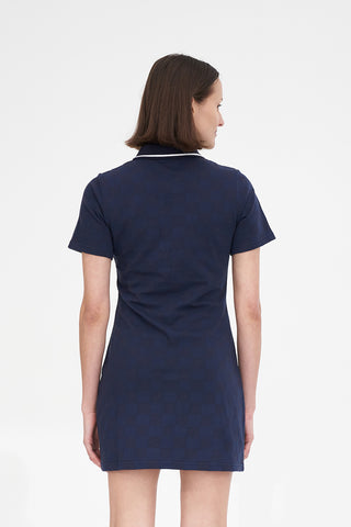 CHECK POLO DRESS NAVY