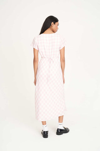 CELINE TIE MIDI DRESS PINK/CHALK